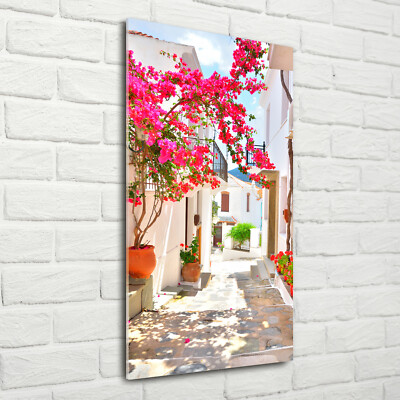 Wand-Bild Kunstdruck aus Hart-Glas Hochformat 70x140 Griechische Straßen