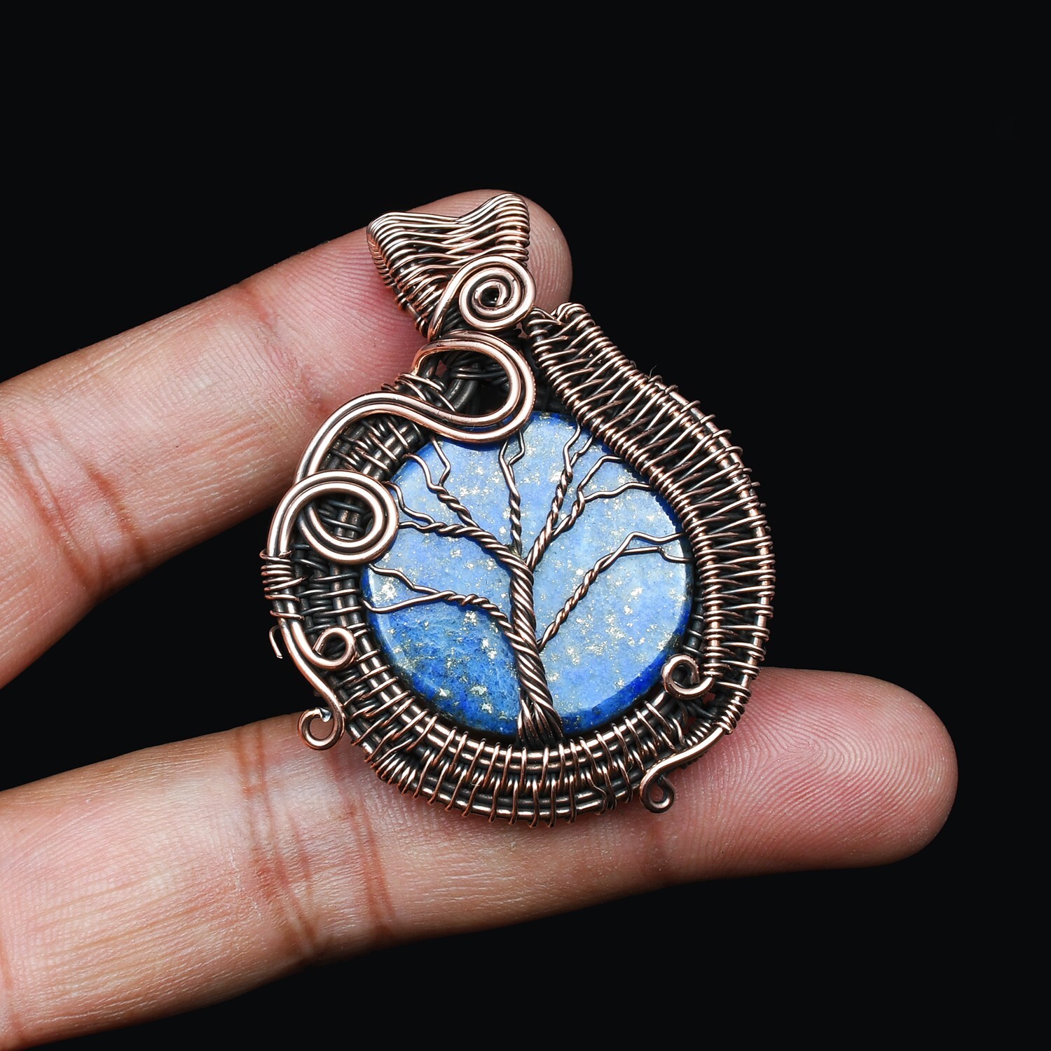 Lapis Lazuli Copper Wire Wrapped Pendant Jewelry Gift For Her CCP 018