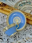 SEVRES , DAGOTY PARIS, SPLENDID CUP AND SAUCER 19TH BEAUTIFUL DECOR CLEAR BLUE