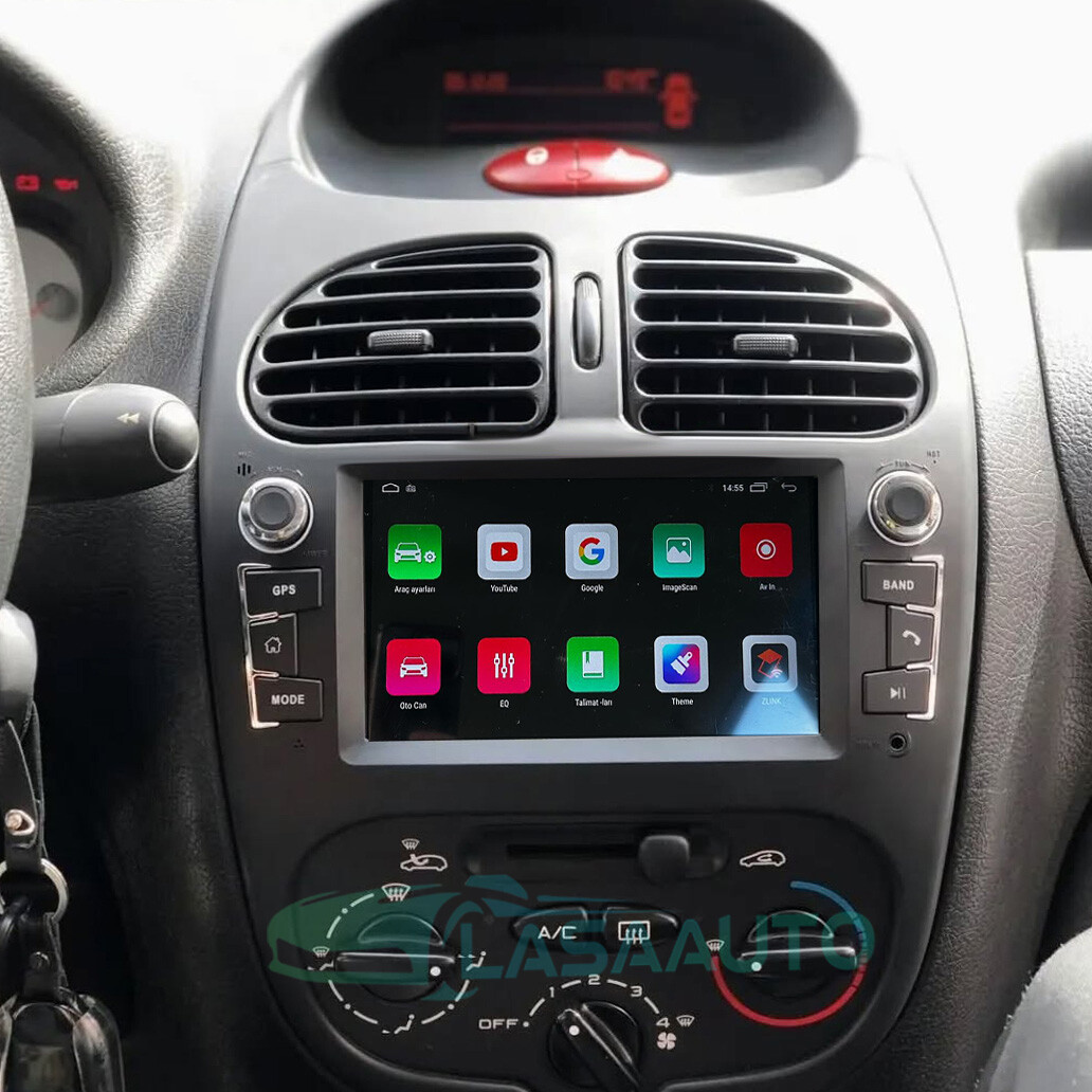 CarPlay Autoradio pour Peugeot 206 2000-2008 Android 13 GPS Wifi