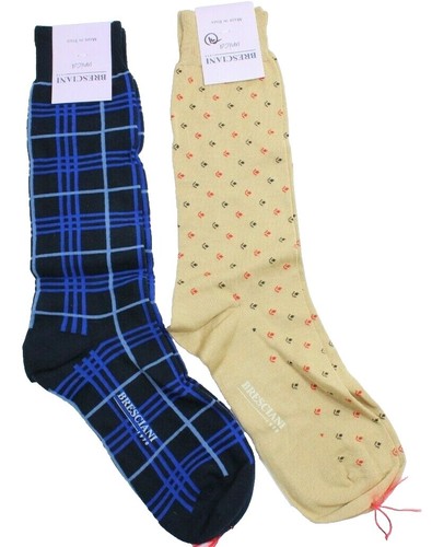 リクエスト3点 BRESCIANI Men Italian Socks Black/Brown 100% Cotton Size Small New