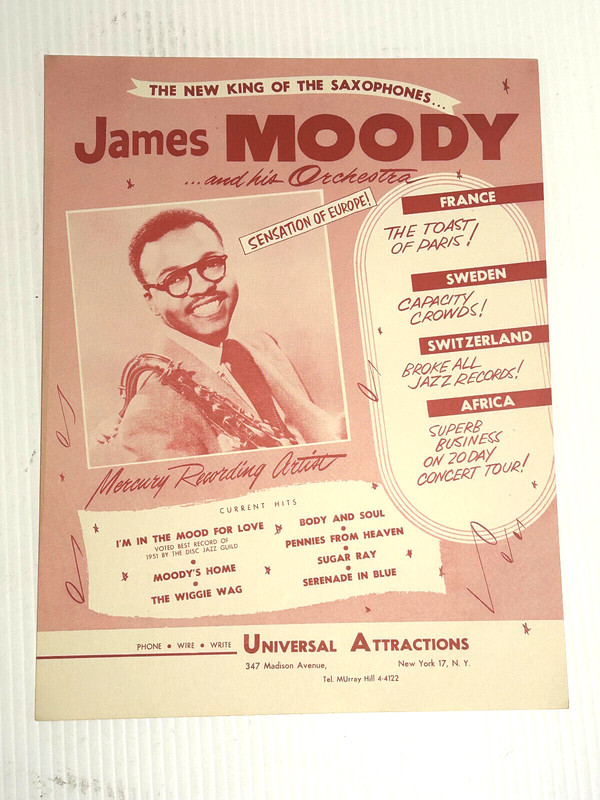 VTG JAMES MOODY MERCURY RECORDS RELEASE/EUROPE PROMO SHOW FLYER