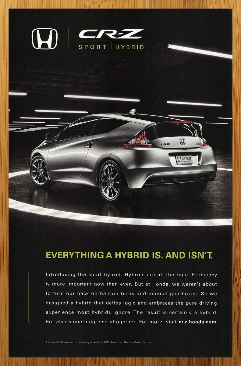 2011 Honda CR-Z Print Ad/Poster Authentic Sport Hybrid Car Man