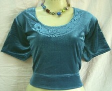 US BRAND NEW Sari Blouse Choli Top BUST 40" V1 Greenish Blue Velvet India
