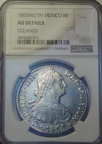 1805 TH 8 Reales NGC AU (cleaned)