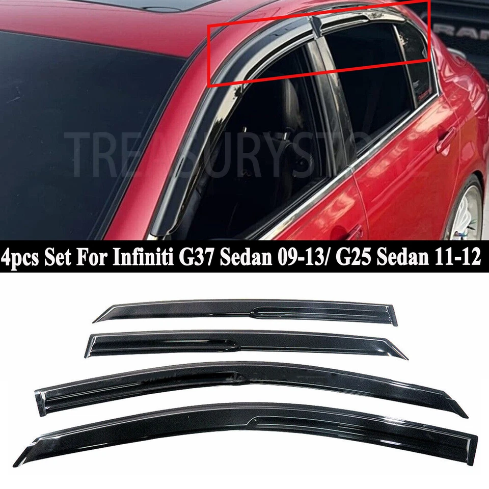 Para Infiniti G25 G35 G37 Q40 Sedán 07-15 Viseras Ventana Ventilación Lluvia Protector Deflector Foto 2 de 4