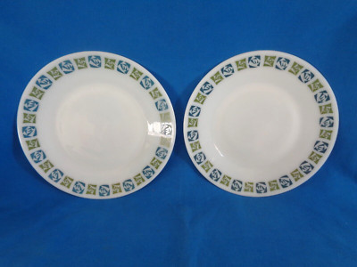 Vintage Retro 2 x JAJ PYREX Karomuster Salat-/Brotteller 21,5 cm