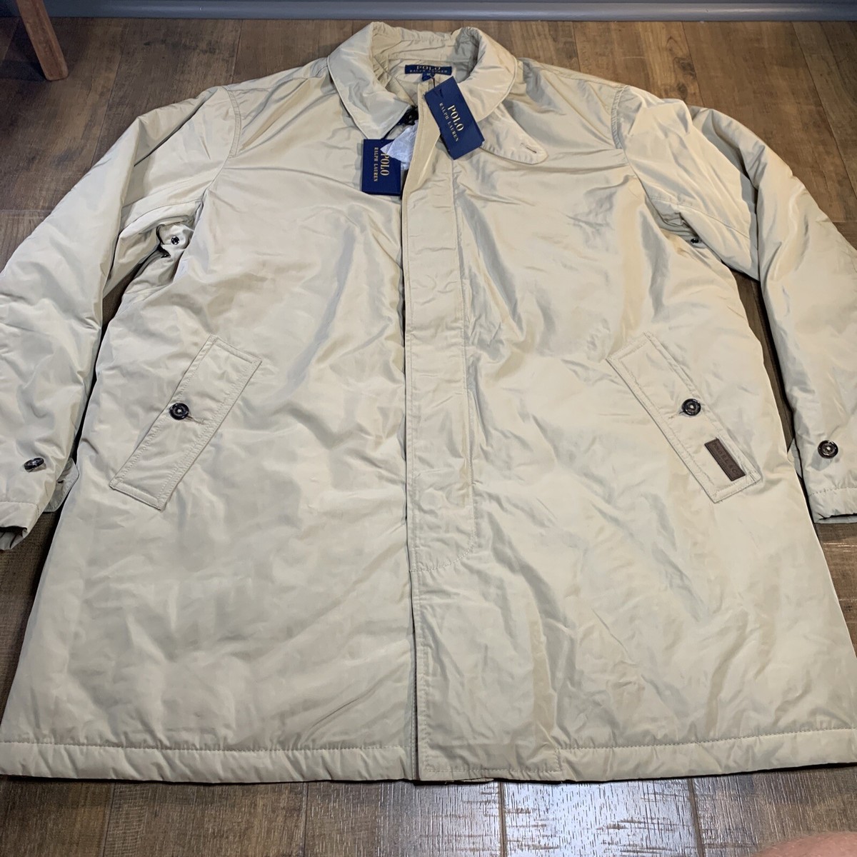 POLO RALPH LAUREN Mens Beige Commuter Car Trench Coat Jacket Lined