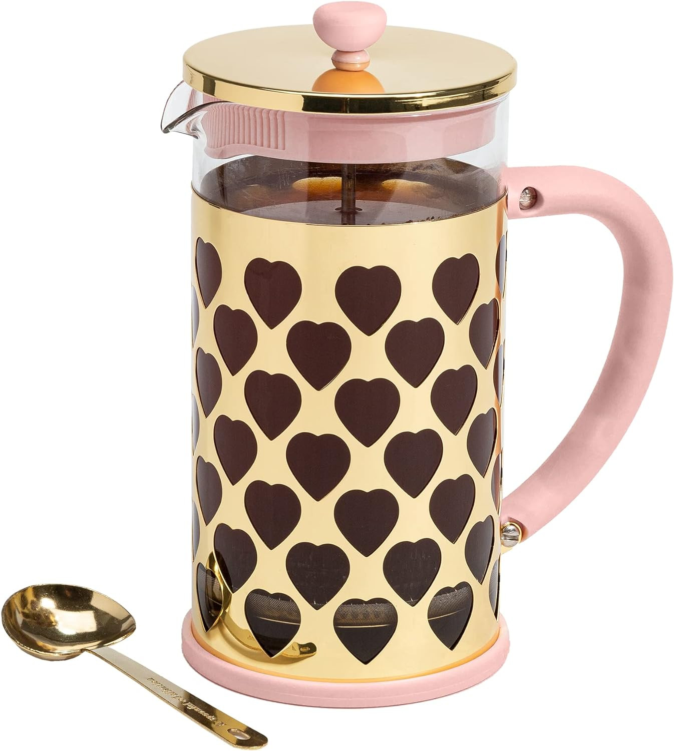 French Press Coffee Maker with Heart Shaped Measuring Scoop, 2-Piece Set, 8-Cup