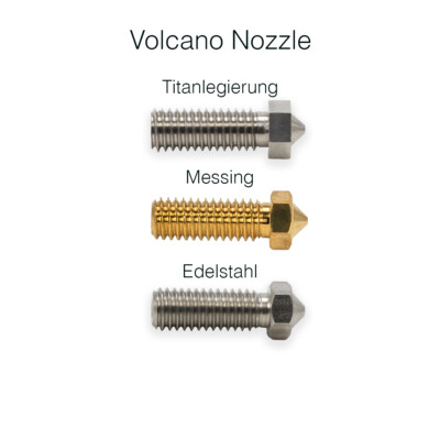 Volcano Nozzle Düse 0,2 - 1,2mm 1,75mm Filament Titan Messing Edelstahl 3D Druck