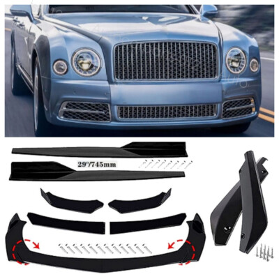 For Bentley Mulsanne Black Front Rear Bumper Lip Spoiler Spoiler Kit Side Skirts