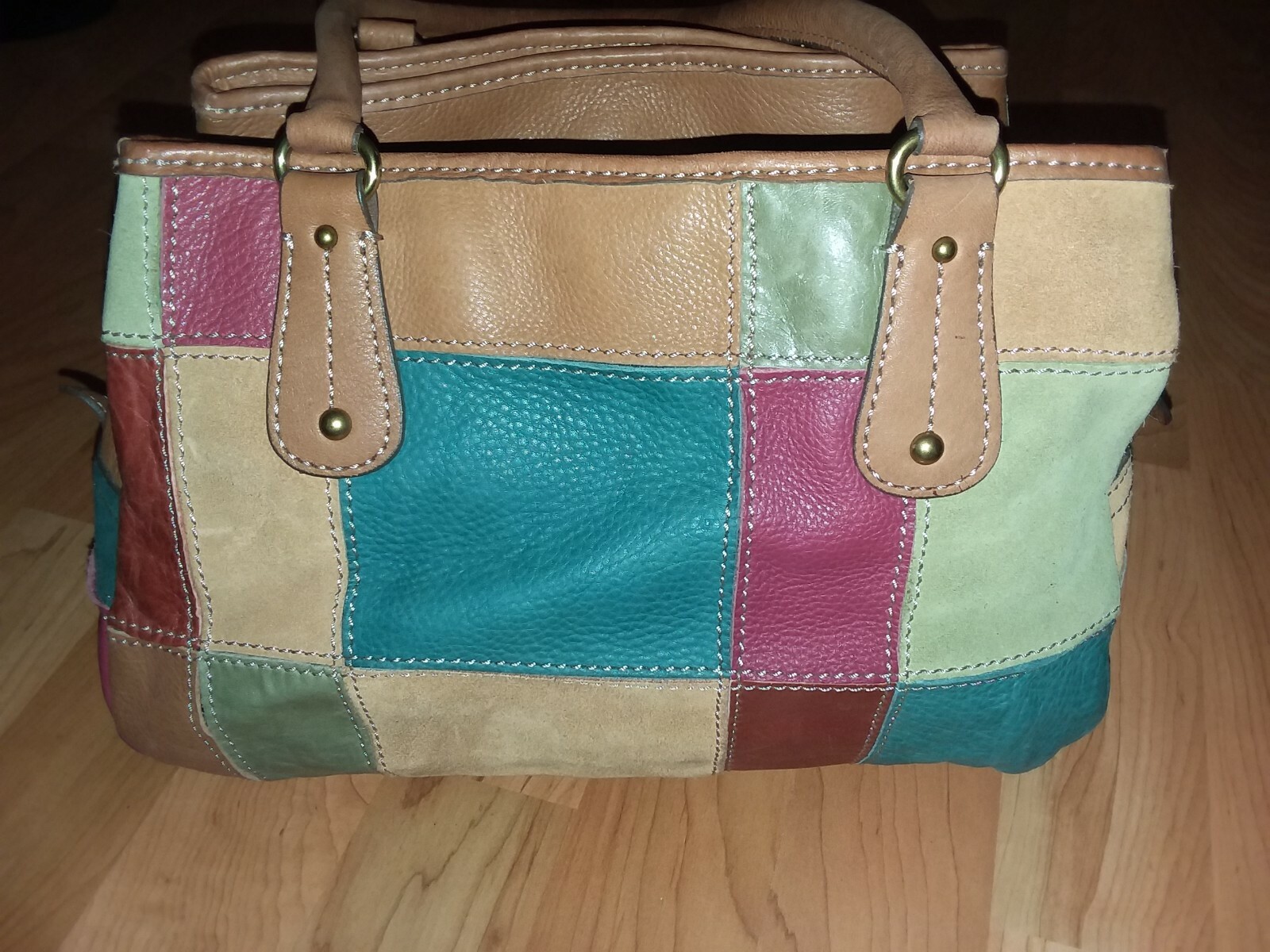 FOSSIL Multicolor  Patchwork Suede/Brown Leather … - image 5