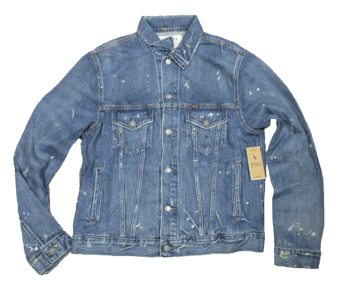 Polo Ralph Lauren Men's Blue Paint Splatter Graphic Denim Trucker