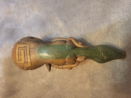 Vintage Mayan Aztec snake flute, Mexican flute, Mexican folk art, Mexican FLAW - Picture 6 of 8