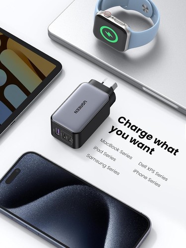 UGREEN 65W GaN USB Type-C 3 Port Fast Charge Wall Adapter iPhone iPad Macbook - Picture 7 of 9
