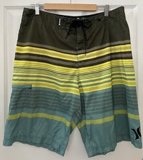 Hurley Mens Size 36 Multi Color Striped Board Shorts Cargo Pockets Surf Swim EUC