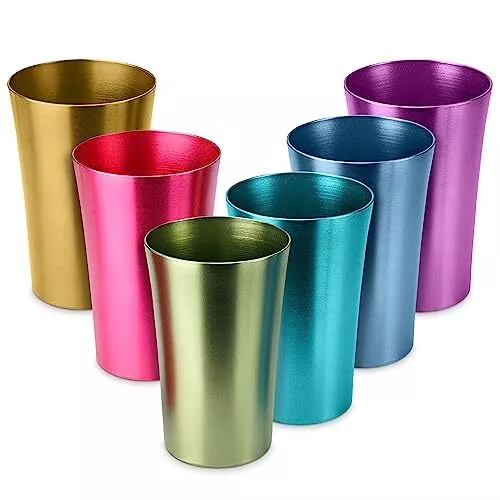 6 PCS Anodized Aluminum Tumblers Drinking Glasses Vintage Retro