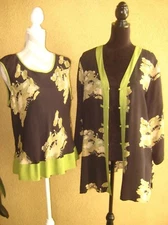 Citron Santa Monica 2 pcs sleeveless XL top & L kimono frog closure jacket set