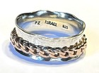 NWOT OR PAZ STERLING SILVER 925 TWO TONE ROSE SPINNER CHAIN RING SZ 9 ISRAEL PZ/ — photo 1