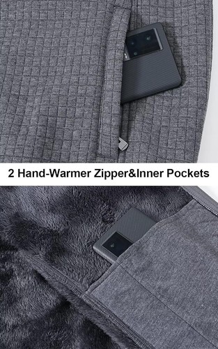 Men Zip Up Hoodie Heavyweight Fleece Lined Sweatshirt Jackets Winter Warm Coats - Picture 4 of 5