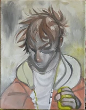 Antique French Realism Male Figure 11x14 Oil On Canvas Cubism Boy Knight OR MO