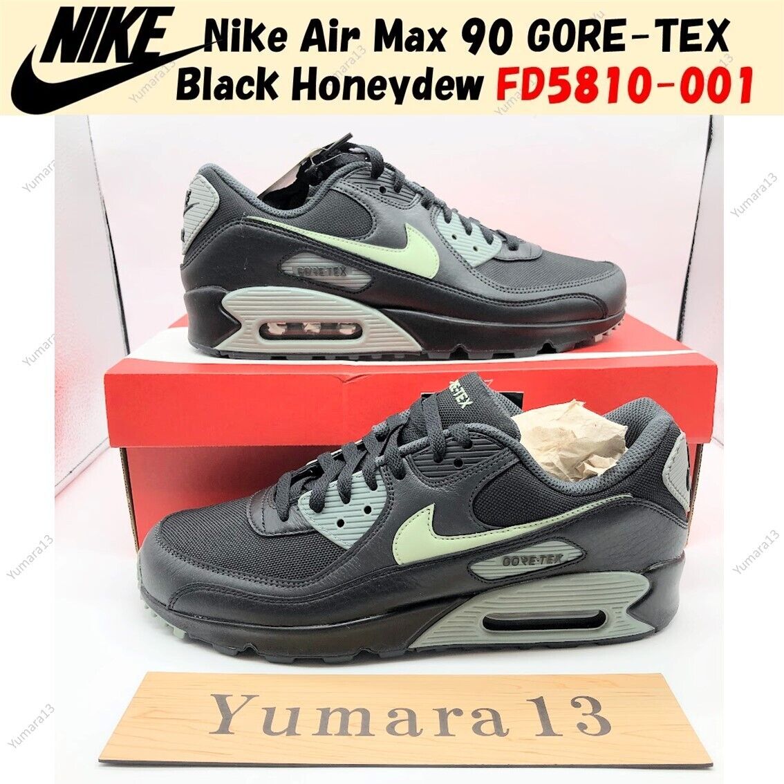 Nike Air Max 90 GORE-TEX Black Honeydew FD5810-001 Men's Nike Air Max 90 GORE-TEX Black Honeydew FD5810-001 Men's