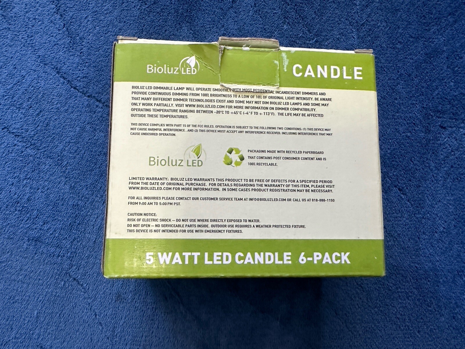 6-pack Bioluz LED&trade; Dimmable TORPEDO CANDLE LIGHT Clear 60 Watt LED Bulbs