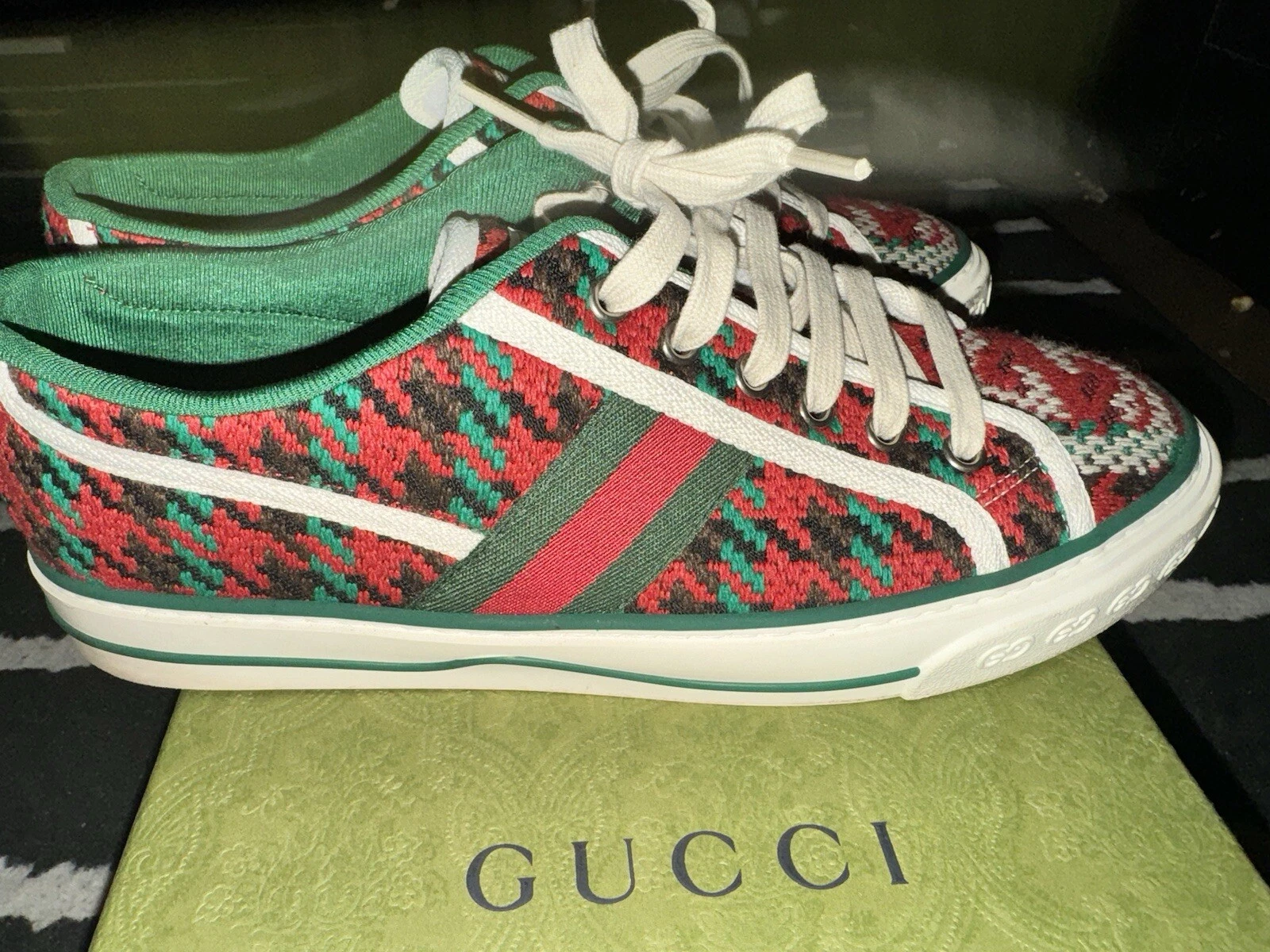 Baskets Gucci femme tennis rouge 1977 100% AUTHENTIQUE taille 6 1/2 femme