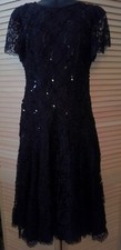 Vintage Dress (sexy) Shuet Young H W Collection Black Lace Sequin  Size Medium
