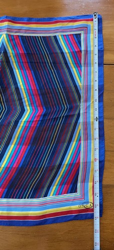 Oscar de la Renta Colorful Blue Red Yellow Geometric Diamond 100% Silk Scarf - Picture 3 of 8
