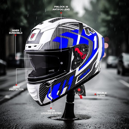 Casco de motocicleta Ignyte IGN-4 ATOMIXX cara completa doble visera certificado DOT - Imagen 74 de 100