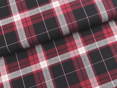 SWAFING HEMDENSTOFF Stoff Hemdenkaro groß Flanell Bluse WINE SCHWARZ EUR 18,98/m