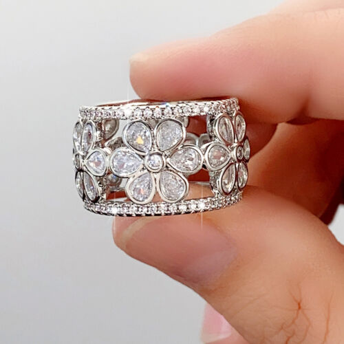Gorgeous 925 Silver Filled Ring Cubic Zirconia Women Wedding Jewelry Size 6-10 - Picture 6 of 32