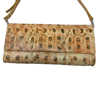 LODIS leather convertible clutch shoulder handbag turtle tortoise