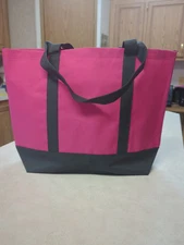 Polyester Eco Friendly Reuse Grocery Tote Bags  Strong 14"X14"X5.5" Fuchsia