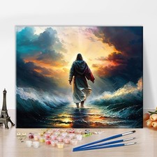 Jesus Walking on Water DIY Paint by Number Kit - Sunset Scene on 16X20Inch Canva