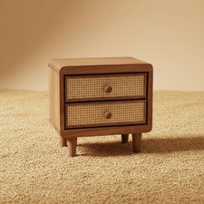 Wooden Rattan Drawer Box Rustic Vintage Drawer Organizer Decorative