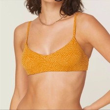 NWT Andie Swim The Molokai Bikini Top Gold Yellow Zebra Print Size Medium