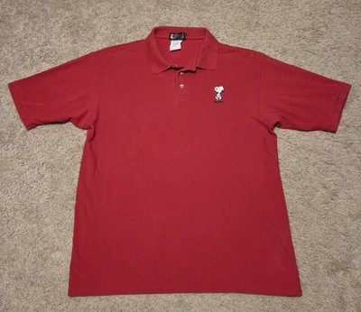 Vintage Peanuts Snoopy Short Sleeve Polo Shirt Men's Large Red Embroidered Logo