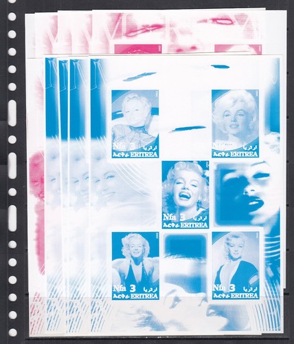Marilyn Monroe Movie Star 2002 Eritrea 5 v 1 M/s COLOR PROOF X 10 Wholesale lot