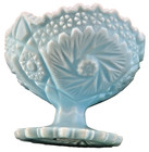 Vintage FENTON Blue Satin Custard Compote Pedestal Bowl HOBSTAR Pinwheel Vase 5" — photo 9