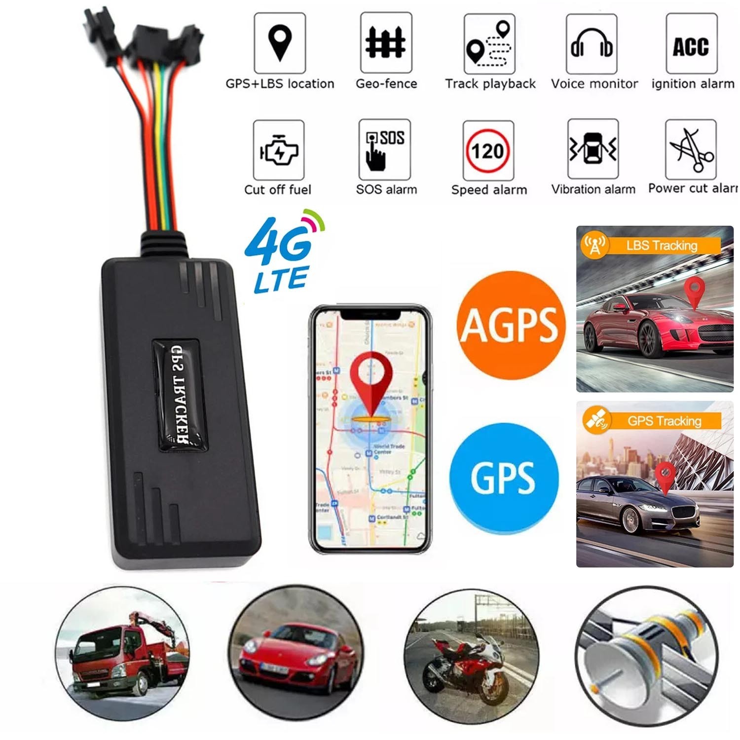4G Car GPS Tracker with Real-Time Tracking Remote Control Anti-Theft Device