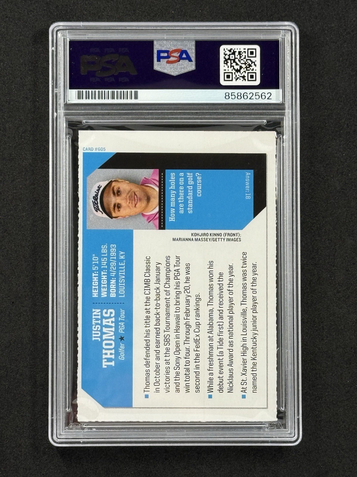 Justin Thomas Signed 2017 Sports Illustrated Rookie Card PSA RC Auto GEM MT 10 view 2