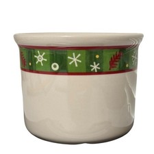 Longaberger Crock Christmas Holly Berry Snowf...