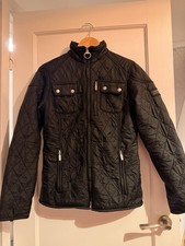 Giacca trapuntata Barbour International nera UK 8 leggera stile motociclista
