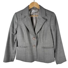 Pendleton 100 Virgin Wool Blazer Womens 10 Two Button Heather Gray Jacket Lined