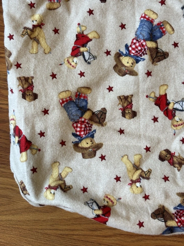 Bolso reversible de franela de oso de peluche vaquero artesanal bebé/niño pequeño para montar a caballo Foto 3 de 4