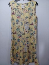Next Yellow Floral Linen Mix Dress Size 12