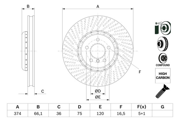 Bosch 0 986 479 E28 Bremsscheibe BMW 34 11 6 785 675-image