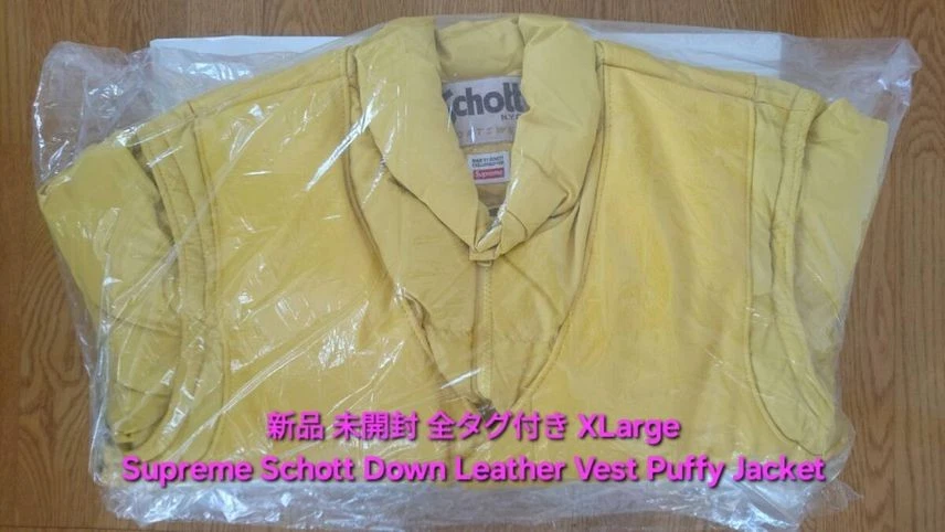 Gilet en cuir Supreme Schott Down toutes étiquettes incluses veste bouffante shot